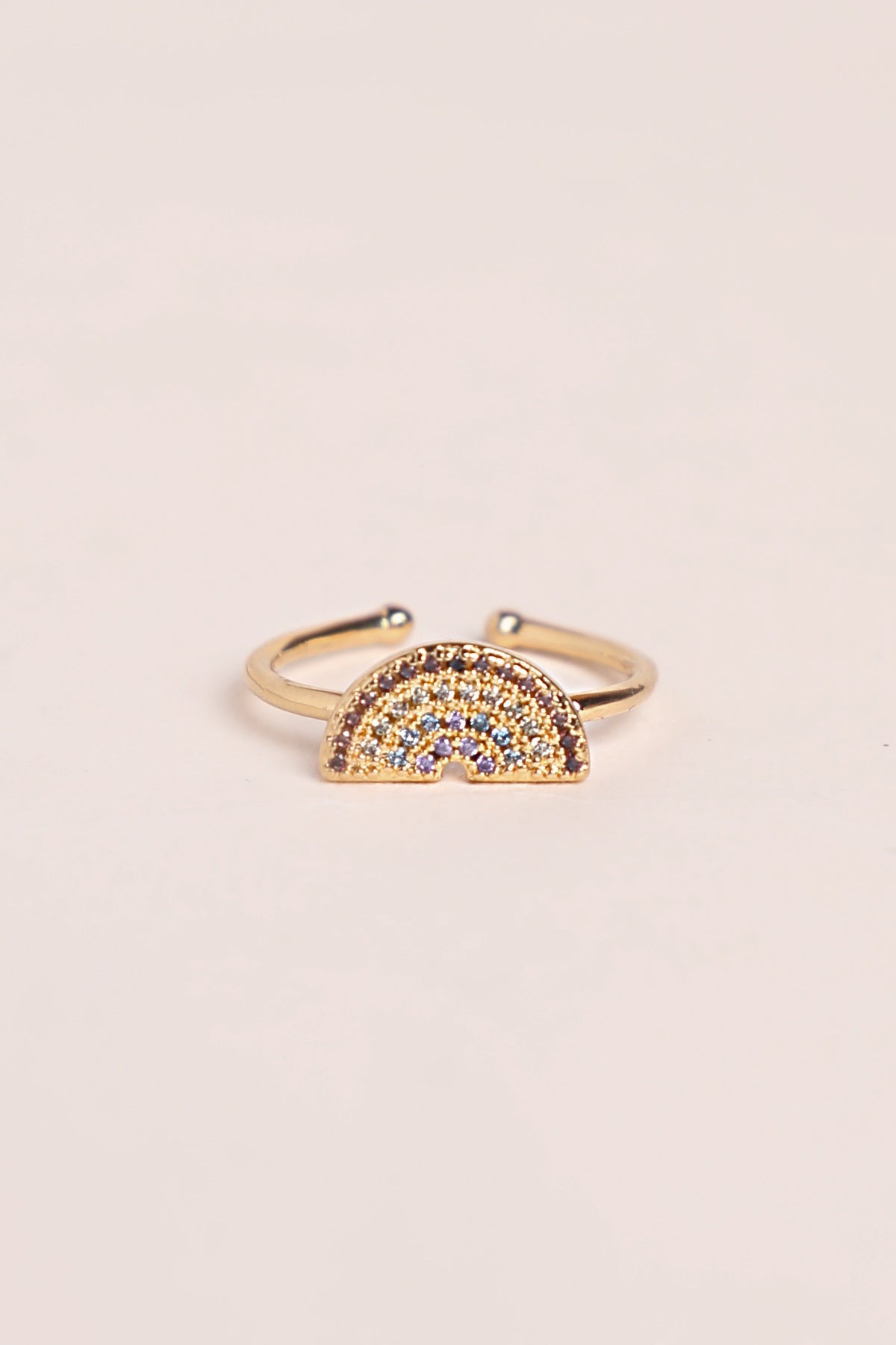 Bague Arc-en-ciel Diamant Et Pierre De Lune – Or 14 Carats – Véritable – Sur Mesure