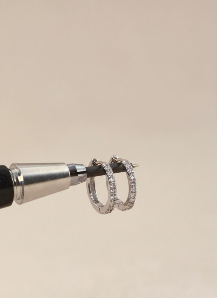 Mini créoles brillant - Palladium