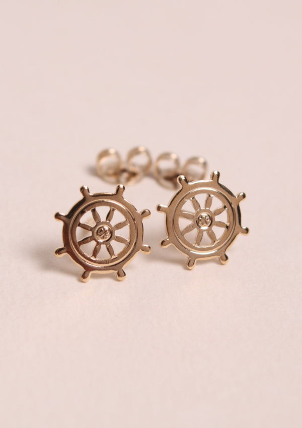 Boucles D'oreilles Clips Forme Gouvernail En Bronze Avec œil De Tigre, Occasion